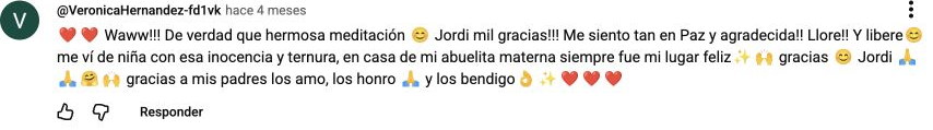 Captura original del comentario de una meditación en directo